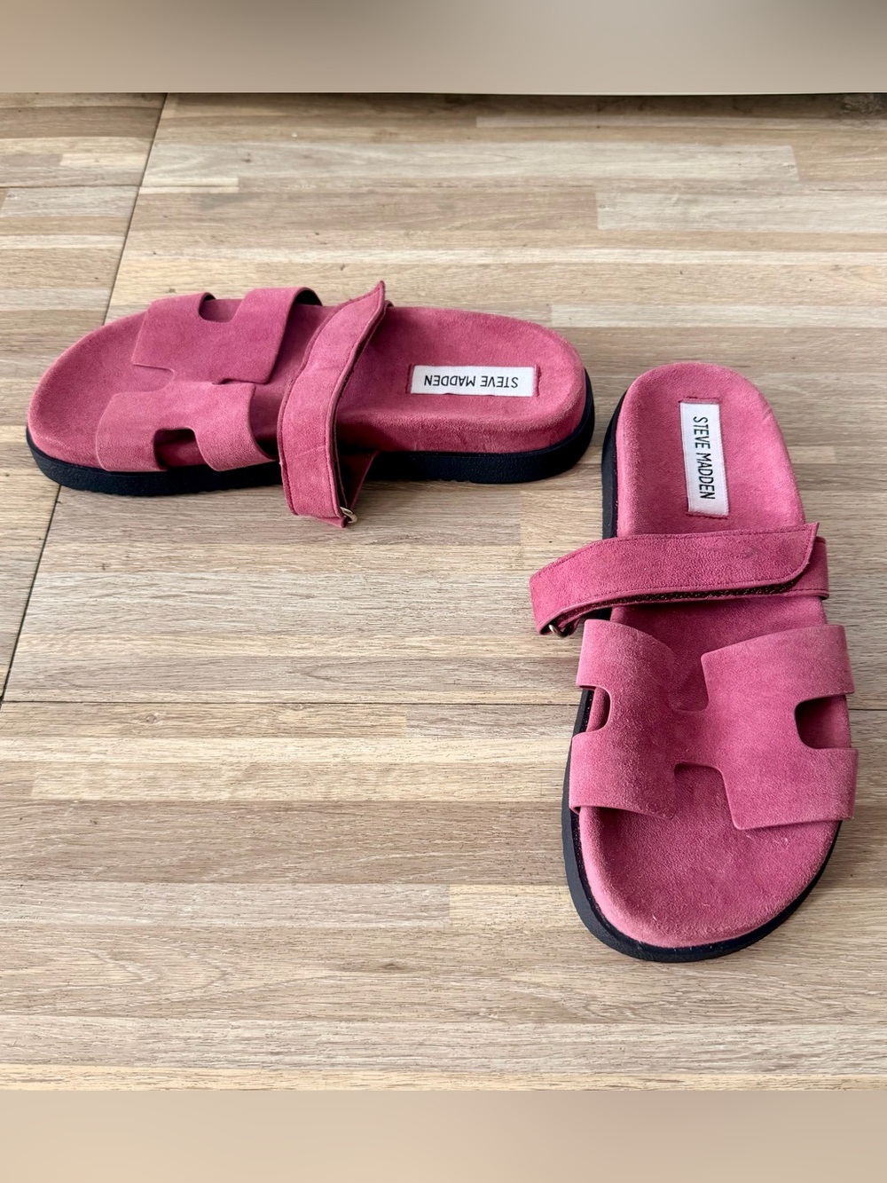 Steve Madden Mayven Pink Suede Leather Slide Sandals Women's 6, NWOT